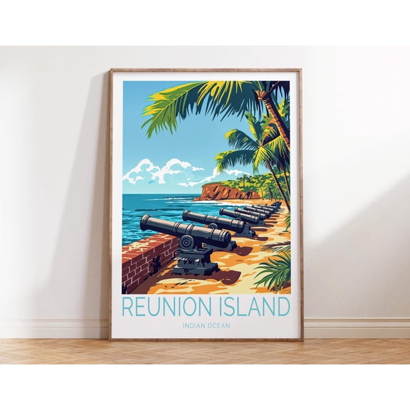 Reunion Island Indian Ocean Volcanic Wall Art, Unframed Paper Print Size 8x12