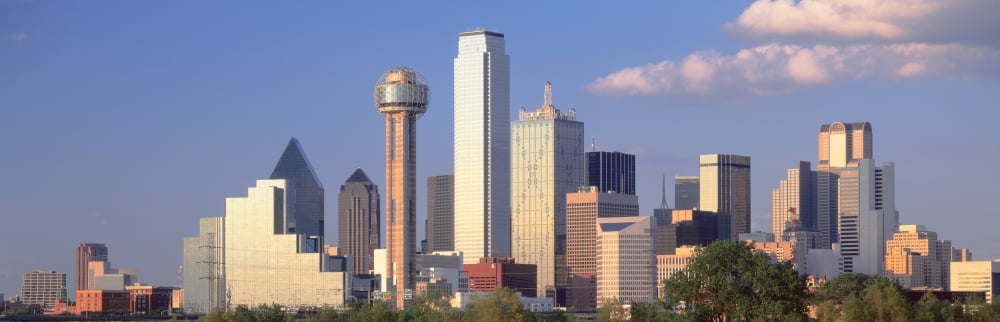 Reunion Tower Dallas Sunset Texas Canvas Art - Panoramic Images (36 x 12)