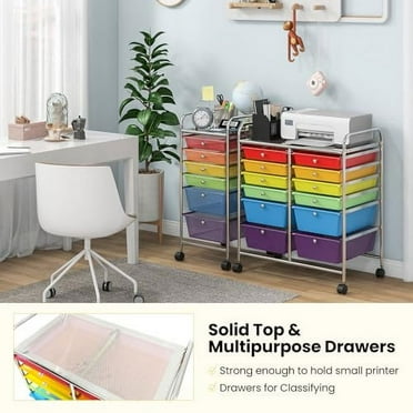 ReunionG 12-Drawer Storage Cart, 12 Drawer Trolley, Rolling Organizer Cart, Scrapbook Paper Organizer, Suitable for Office and School, Rolling Office Organizer Tools (Black)