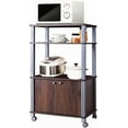 thumbnail image 1 of ReunionG 3-Tier Rolling Microwave Oven Stand with Utility Shelves Cabinet, Multifunctional Kitchen Baker’s Rack Spice Workstation Organizer Storage Cart for Home Dining Room  Use (Brown), 1 of 17