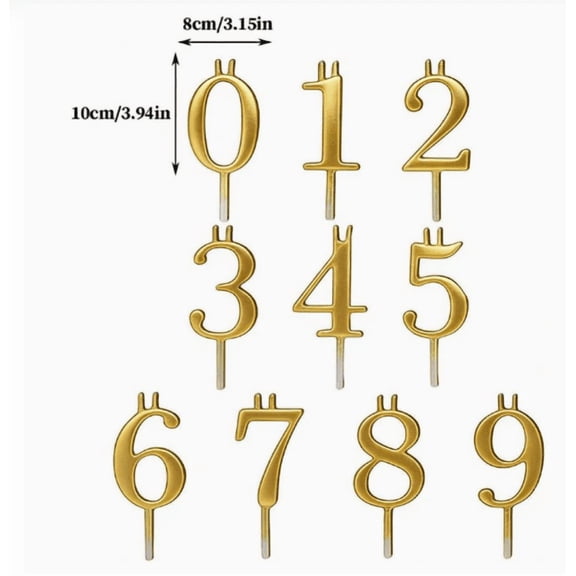Reusable 0-9 Number Birthday Candle Holder Set, Gold Adjustable Cake Candle Stand, Metal Cake Top Decorations for Birthday Cakes, Party Baking & Cake Decorating 1Set