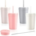 thumbnail image 1 of Reusable 10oz Wheat Straw Cups, Spill-Proof Water Cups With Lids and Straws for Kids, Chip Resistant Tumbler and Unbreakable Kitchen Drinking Cups, BPA free, Microwave & Dishwasher Safe, 1 of 6