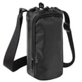 thumbnail image 1 of Reusable 16 Oz. Drawstring Closure Water Bottle Carrier Bag with Adjustable Shoulder Strap & Phone Pocket for Glass, Plastic, Stainless Steel Bottles, Walking, Running, Biking & Jogging in Black, 1 of 2