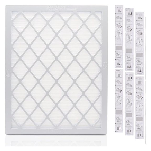 Reusable 16x20x1 Merv 8 Air Filter 6-Pack - HVAC Furnace Filter - Plastic Frame - Dust, Pollen, Allergy Relief - Indoor Air Quality