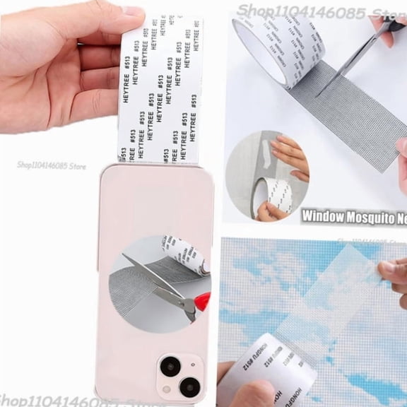 Reusable 1ps Easy-To-Apply Window Screen with Repair Tape  Keep Mosquitoes Out  TYPPKMM
