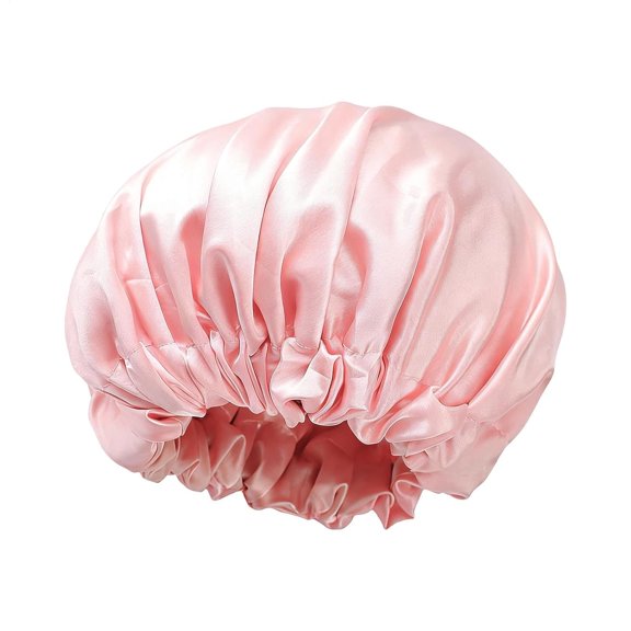 Reusable 2 Layer Waterproof Shower Cap Washable for Long Braids Bathinggold pink
