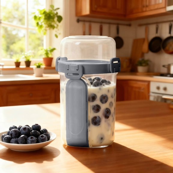 Reusable 28 Oz Yogurt Cups With Lids Spoons Topping Compartment For Breakfast Overnight Oats Cereal Containers Durable Kitchen Storage