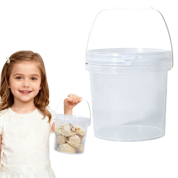 Reusable 3-Liter Grade A Plastic Bucket,3 Liters Grade Plastic Buckets with Screw Lids & Handle Reusable Storage Containers for Snacks Salad Freezer Bucket Set