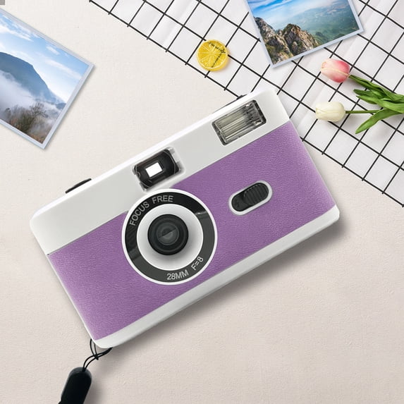 Reusable 35mm Film Camera — Half Frame with Built-in Flash Easy-to-Use Gift | Green Orange Purple 4.53x2.48x1.57 Inch for Beginners