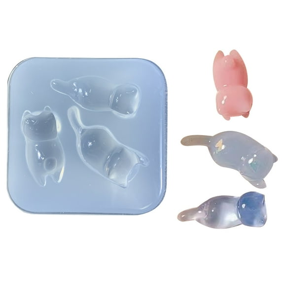 Reusable 3D Silicone Mold DIY Cat Shape Fondant Cake Molds Handmade Mould for Chocolates Goldfishes Theme Jewelry Moulds