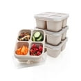 thumbnail image 1 of Reusable 4-Compartment Snack Container, Bento-Style Divided Lunch Box for Work, Travel & Meal Prep,4PCS Beige, 1 of 5