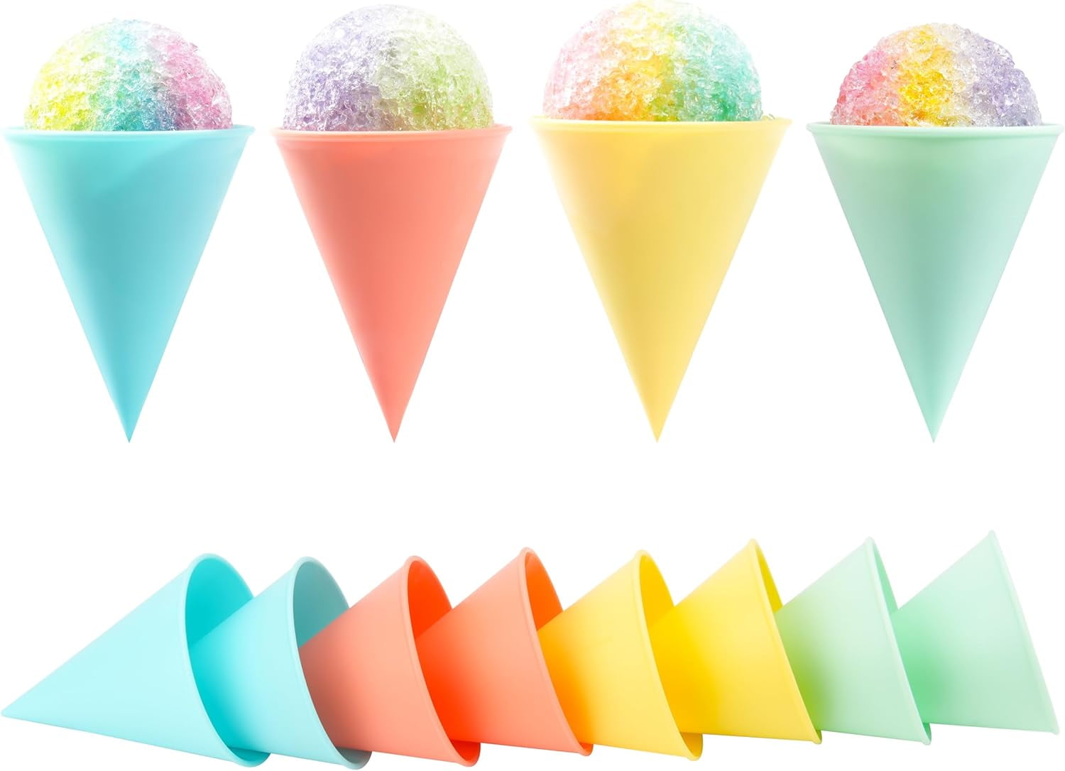 Reusable 4oz Plastic Snow Cone Cups, 6 Pack Bright Color Shaved Ice ...