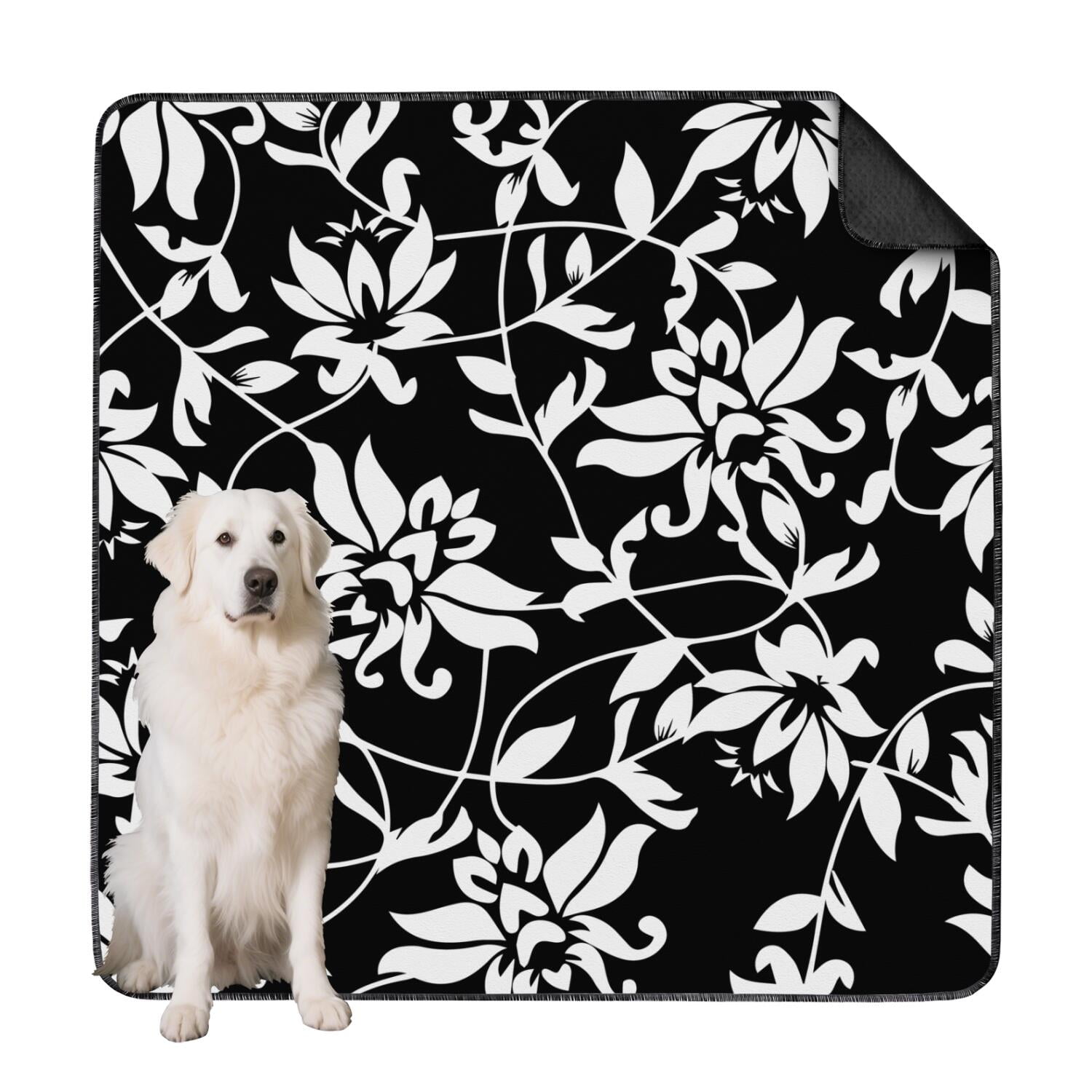 Reusable 72x72 Inch House Training Pads, Washable Dog Urine Pads with Quick-Absorb Core, Flower Design Mat for Puppies and Adult Dogs