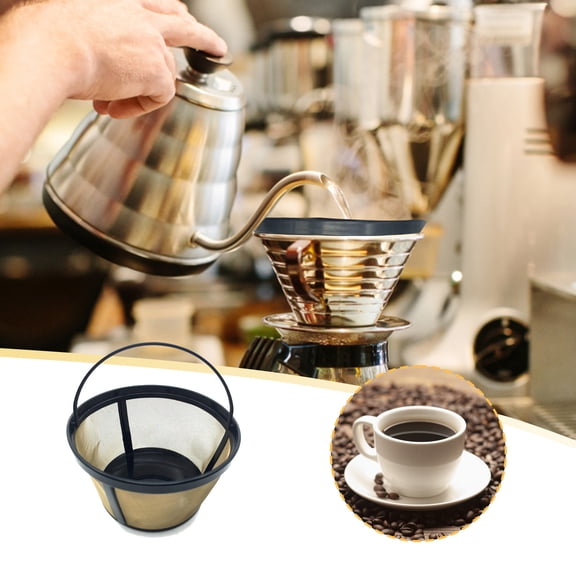 Reusable 8-12 Cup Basket Coffee Filter, Stainless Steel Mesh Permanent Filter Replacement for Drip Coffee Makers, Eco-Friendly Micro-Mesh Strainer, BPA-Free, 1 Count