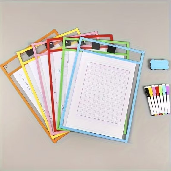 Reusable A4 Calligraphy Board - Durable PTE Material with 7-Color Marker & Eraser for Creative Writing
