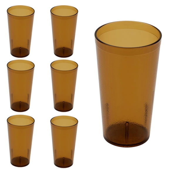 Reusable Acrylic Drinking Cups,Amber Clear Beverages Cups,Frosted Texture Cold Drink Cups,12oz Stackable Drinking Glasses,for Home Kitchen Office Buffet Party