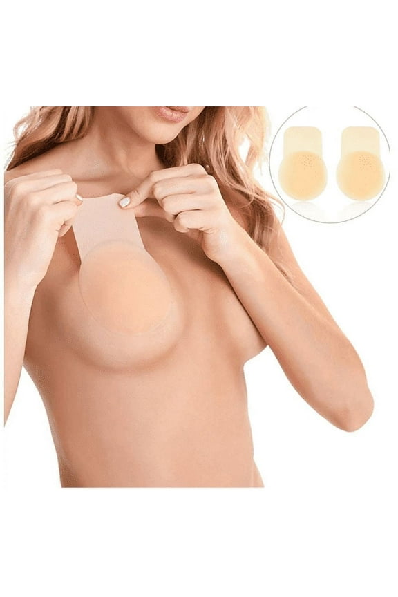 Reusable Adhesive Silicone Women Nipple Covers, Women Push up Breast Lift Pasties - Beige