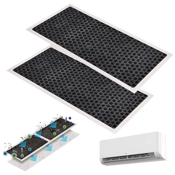 Reusable Air Conditioning Filters, 2 Pack Washable PM2.5 AC Filter Sheets, Activated Carbon Air Conditioner Replacement Filters, Cut to Fit HVAC, Window AC, Air Vent & Home Air Purifier Filter Pads