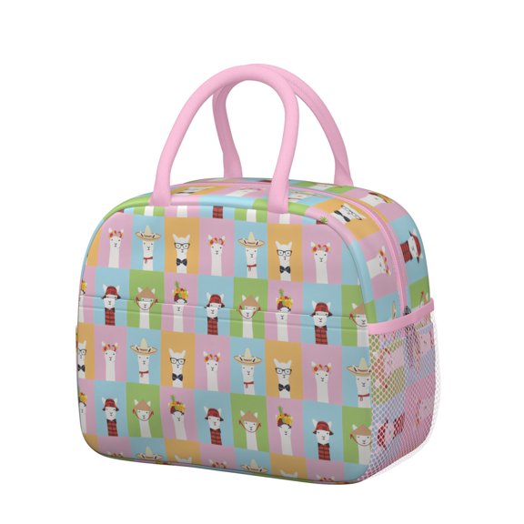 Reusable Alpaca Lnsulated Lunch Bag for Women & Men-Leakproof Water-Resistant Cooler Tote,Large Capacity(10.6x8.7x6.3in)for Work,Office,Travel,Picnic,Beach.