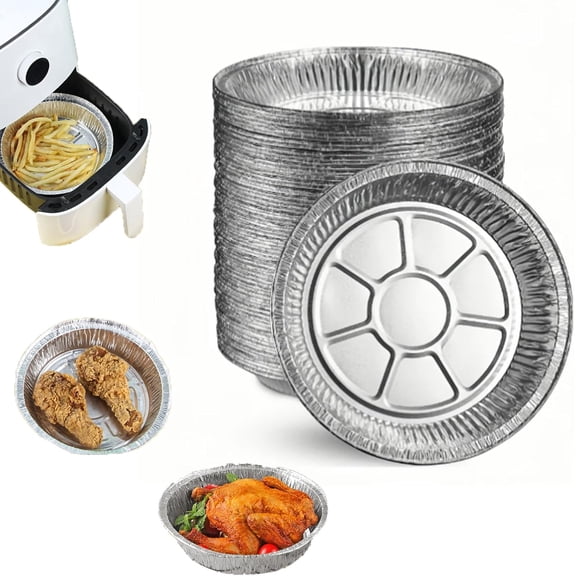 Reusable Aluminum Foil Air Fryer Liners, Non-Stick Round Aluminum Foil Air Fryer Liners, for Air Fryers Baking Cooking (100pcs, 9in)