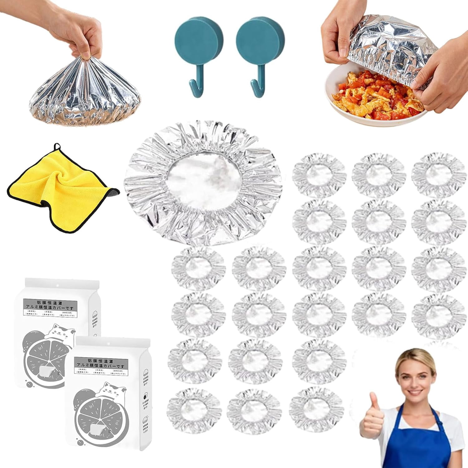 Reusable Aluminum Foil Covers, 30/50/60/120Pcs Pop-up Tin Foil Food Insulation Cover, Elastic Stretchable Heat Storage Shield Lids, Aluminum Foil Food Covers for Kitchen Plate