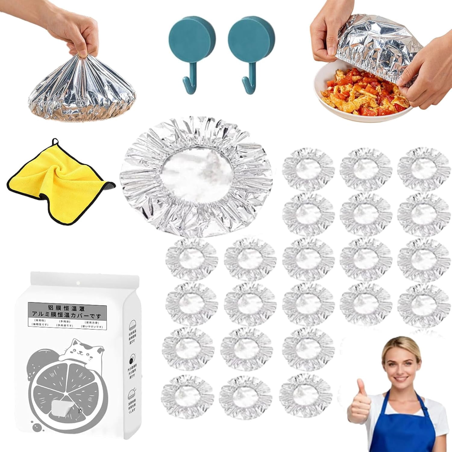 Reusable Aluminum Foil Covers, 30/50/60/120Pcs Pop-up Tin Foil Food Insulation Cover, Elastic Stretchable Heat Storage Shield Lids, Aluminum Foil Food Covers for Kitchen Plate