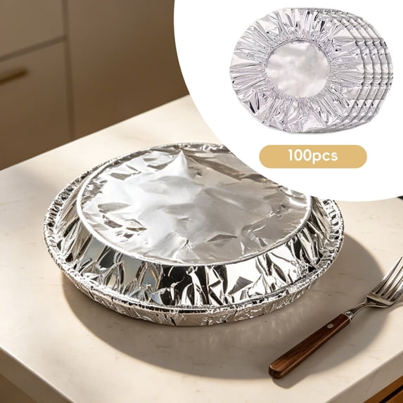 Reusable Aluminum Foil Food Cover Set,7.87 Inch, 100PCS Heat-Resistant Kitchen Cover, Heat Preservation, Fruit Freshness Bag, Durable, Multi-Functional, Suitable for Cooking, Food Storage, Trave