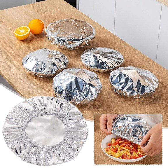 Reusable Aluminum Foil Food Covers 10-Pack, Heat-Resistant Thermal Wrap for Bowl Plate, Eco-Friendly Non-Stick Kitchen Tool for Meal Prep & Food Storage, Zero Waste Alternative