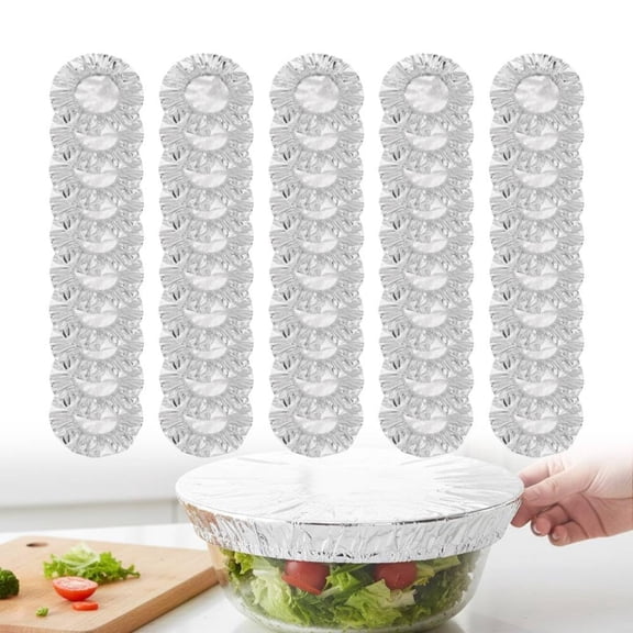 Reusable Aluminum Foil Food Covers – 8-Inch Heat Insulation Foil Sheets for Fresh Keeping, Grilling, Wrapping, Meal Prep – Flexible Kitchen Lids for Home or Commercial Use