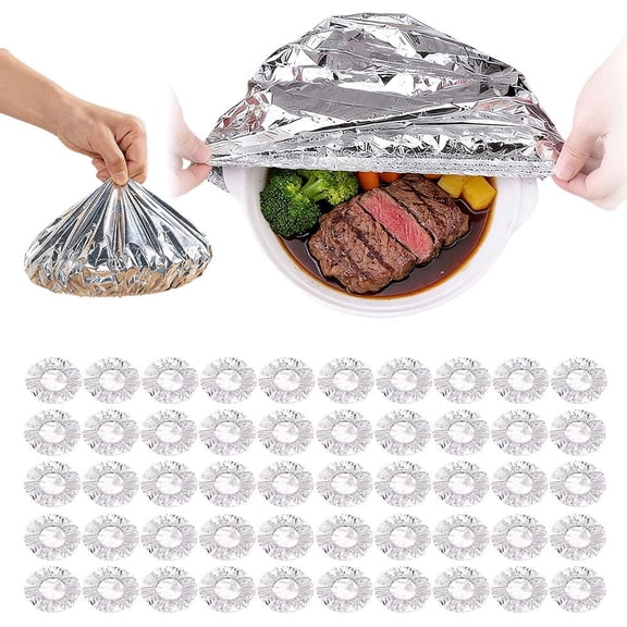 Reusable Aluminum Foil Food Covers, Elastic Bowl Covers for Food, Heat Resistant Reusable Plate Covers, Food Storage Covers for Bowls Plates Dishes Leftovers, Kitchen Food Covers