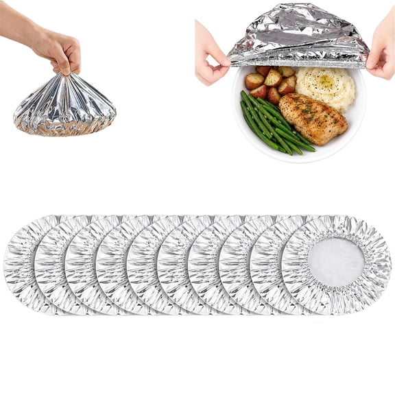 Reusable Aluminum Foil Food Covers, Elastic Heat-Resistant Insulated Dish Bowl Caps for Bowls, Plates & Trays, Keeps Meals Fresh for Picnic, Takeout, Leftovers & Meal Prep