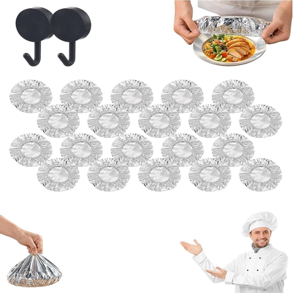Reusable Aluminum Foil Food Covers, Heat-Resistant Insulation for Leftovers Meals