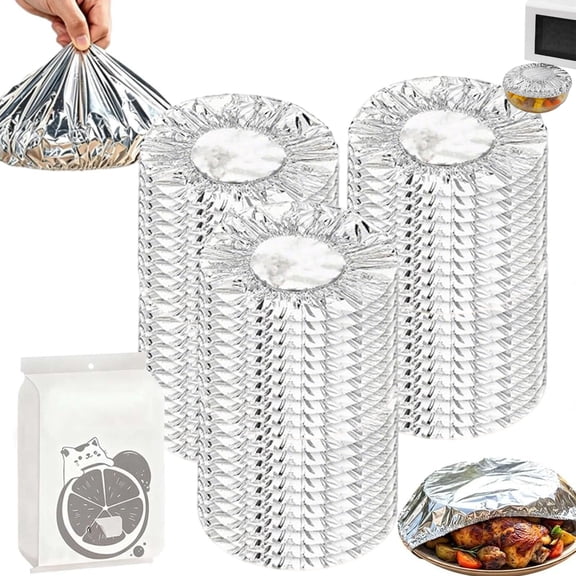 Reusable Aluminum Foil Heat-Retaining Covers – Thickened Elastic Edge Food Covers, Pop Up Tin Insulation for Home Kitchen, Oven Safe to 230°F
