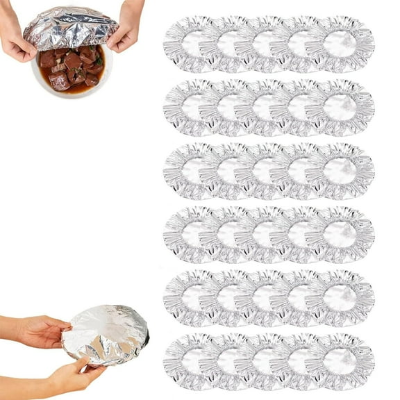 Reusable Aluminum Foil Insulation Cover,Kitchen Food Warmer Lid for Bowls and Plates,30-Pack