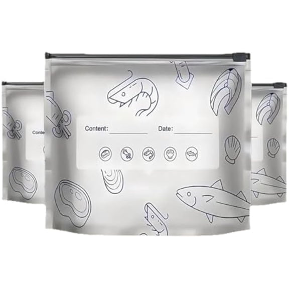 Reusable Aluminum Foil Sealable Storage Bags, 10 Pcs Aluminum foil Freezer Bags, Stand Up Foil Sealable Bag𝗌 with Label and Zip Lock for Vegetable Fruit Meat (L)