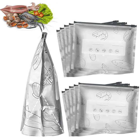 Reusable Aluminum Foil Sealable Storage Bags, 2025 New Resealable Vacuum Zipper Pouches for Food, Stand Up Foil Sealable Bags ,Resealable Vacuum Zipper Pouches for Food(10PCS, Small)