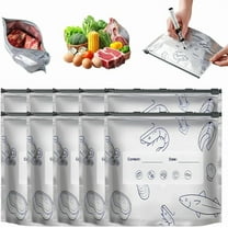 Reusable Aluminum Foil Sealable Storage Bags, Reusable Seafood Meat Self-sealing Freezer Bags, Stand Up Foil Sealable Bags with Label and Zip Lock for Vegetable Keep Fresh