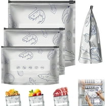 Reusable Aluminum Foil Sealable Storage Bags, Various Sizes of Freezer Bags with Zipper that are Freezer Safe & Leak Proof Stand Up Storage Bags for Vegetable, Fruit and Meat
