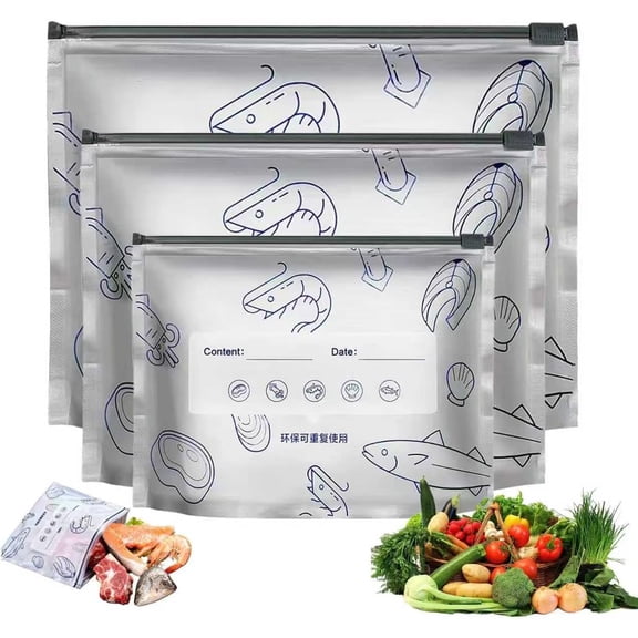 Reusable Aluminum Foil Storage Bags  30PCS Resealable Stand-Up Pouches with Labels, Multi-Size Food Storage for Snacks, Fruit & Freezer Use