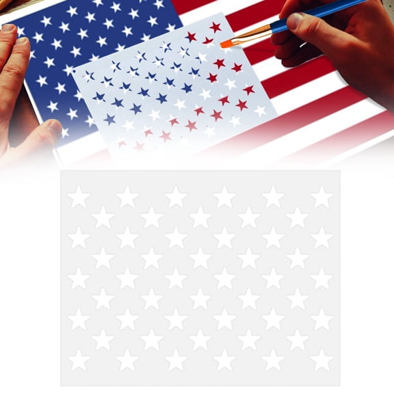 Reusable American Flag Star Stencil Template, Patriotic Craft Pattern For DIY Projects Independence Day Decoration (Clear*10)