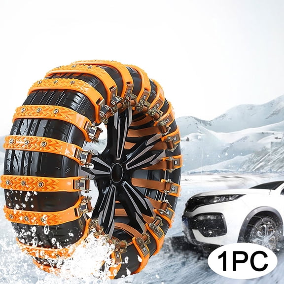 Reusable Anti-Skid Snow Tire Chain – Universal Nylon Emergency Traction Cable Tie for Winter Driving Snow Ice Mud – Heavy-Duty Portable Anti-Slip Tire Chain for Cars SUVs Trucks (Yellow, 1 PC)
