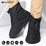 Reusable Anti-Slip Shoes Covers with Zipper; AYAMAYA Waterproof Boot Covers; PVC Overshoe for Men Women Kids(XXL-US13)