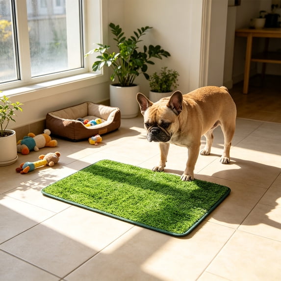 Reusable Artificial Grass Dog Potty Pad 27.6x18.1 in Washable Fake Turf Pee Mat Non-slips Pet Toilet Trainer for Indoor Outdoor Housebreaking