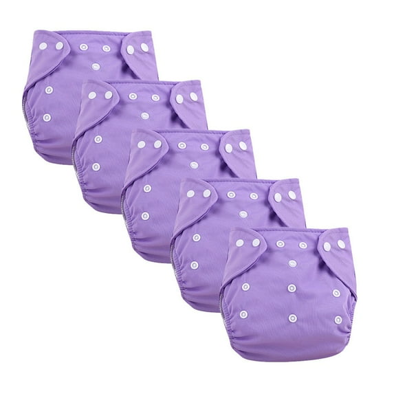 Reusable Baby Nappy Cover Cloth Diaper Cover for 0-3 Years with Adjustable Wrap/ Kebnk001 Waterproof, Leak-Proof, Adjustable, Washable Cloth Diaper Pants (5Pcs) - Purple