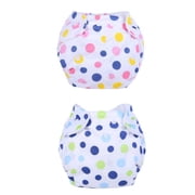 Reusable Baby Swim Diapers, Adjustable Diaper Swim for Toddlers 6 Months - 3 Years Old, 2 Pack for Swimming Lessons Blue & Pink dot Pattern