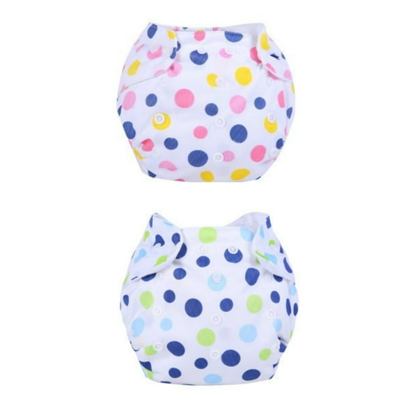 Reusable Baby Swim Diapers, Adjustable Diaper Swim for Toddlers 6 Months - 3 Years Old, 2 Pack for Swimming Lessons (Blue & Pink dot Pattern)