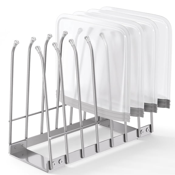 Reusable Bag Drying Rack, Bag Dryer Stand for Reusable Food Storage Bags, Ziplock & Vacuum Bags, Rustproof Kitchen Drying Rack, Silver