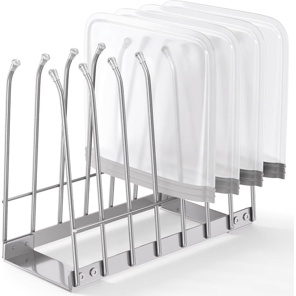 Reusable Bag Drying Rack, Bag Dryer Stand for Reusable Food Storage Bags, Ziplock & Vacuum Bags, Rustproof Kitchen Drying Rack, Silver