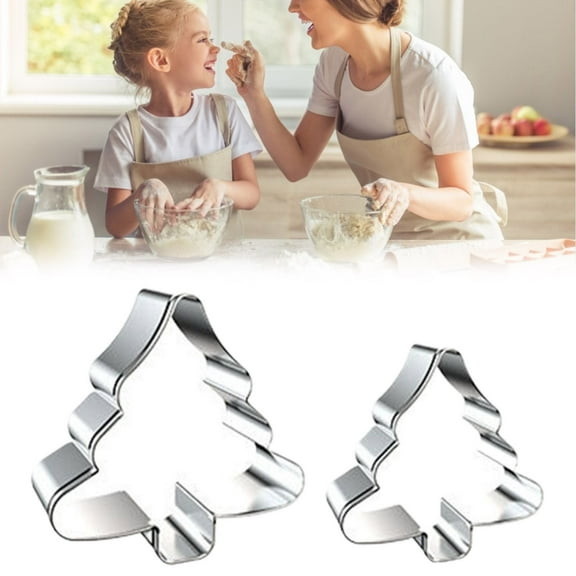 Reusable Baking Christmas Tree Cookie Cutter Set 2 Piece Christmas Tree Cookie Cutter Set With Recipe Booklet Perfect For Christmas Decoration DIY Gift Home Children Baking Tools