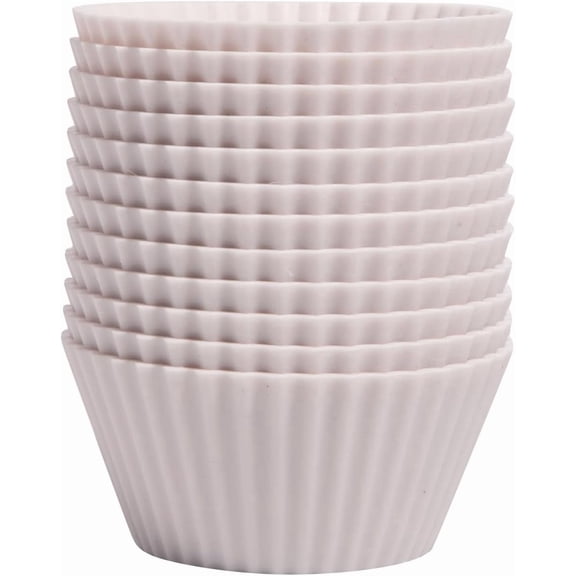 Reusable Baking Cups, Non-Toxic, BPA Free, Dishwasher Safe, Regular, Pack of 12, Designer White